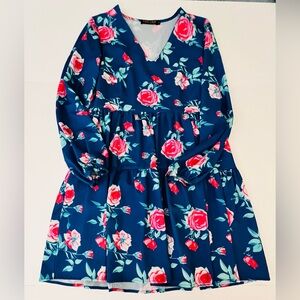 TUNIC FLORAL PRINT BABYDOLL SHIFT DRESS